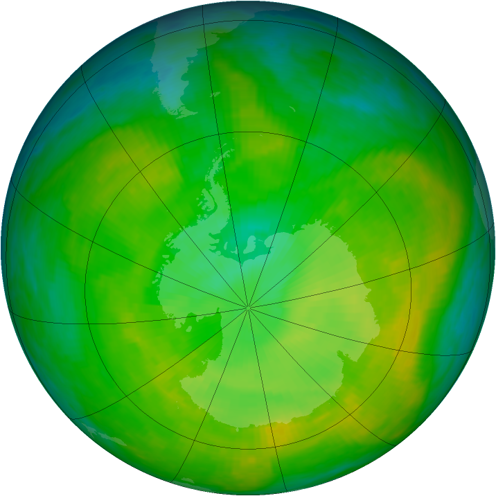 Antarctic ozone map for 06 December 1982